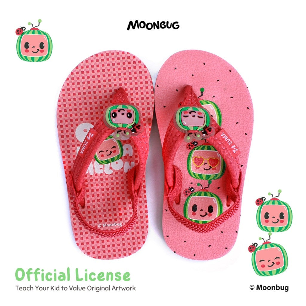 Zuma Baby Cocomelon 2 Red Green, Sandal Jepit Bayi Karet Tali Belakang, Merah Hijau