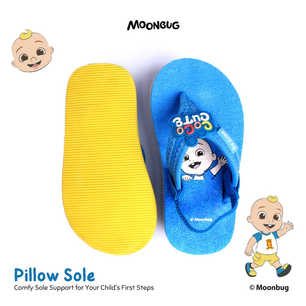 Zuma Baby Cocomelon 3 Blue Yellow, Sandal Jepit Bayi Karet Tali Belakang, Biru Kuning