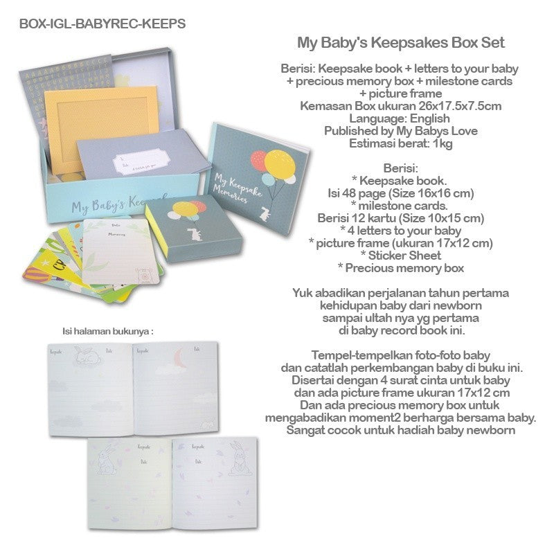 [Igloo Books] My Baby's Keepsakes Box Set Milestone Card Photo Book Baby Newborn