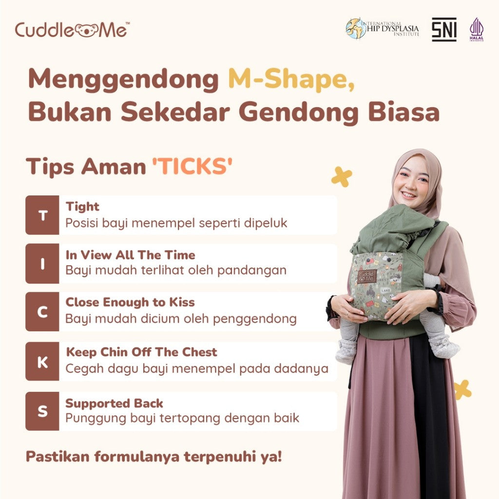 LITE CARRIER MOTIF Gendongan Bayi Depan Belakang SSC Praktis, Aman Nyaman SNI Cuddle Me
