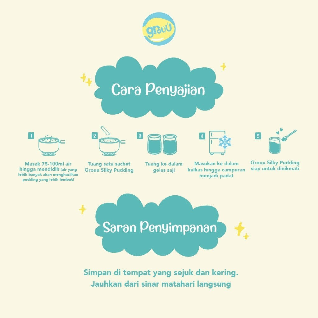Grouu Silky Pudding / Bubuk Pudding Lembut Bayi MPASI 100gr / Snack MPASI / Cemilan Bayi