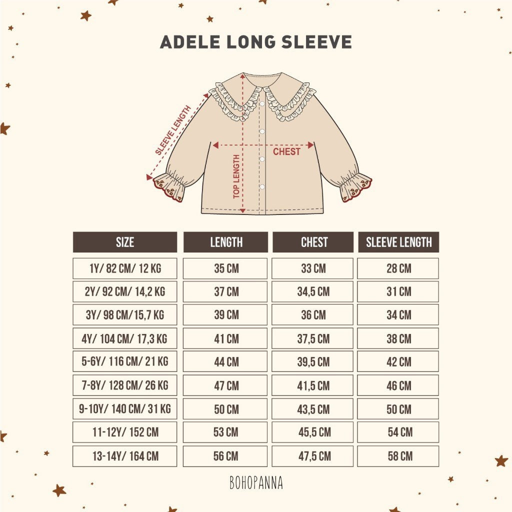 BOHOPANNA - ADELE LONG SLEEVE -  ADELLE LONG SLEEVE - Baju Atasan Anak Perempuan