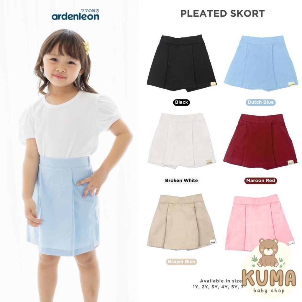 ARDENLEON Rok Celana Anak Perempuan Pleated Skort