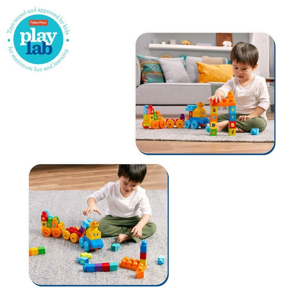 FWK22 Mega Bloks ABC Musical Train Building Set (50 pieces) - Mainan Balok Susun Edukasi Anak
