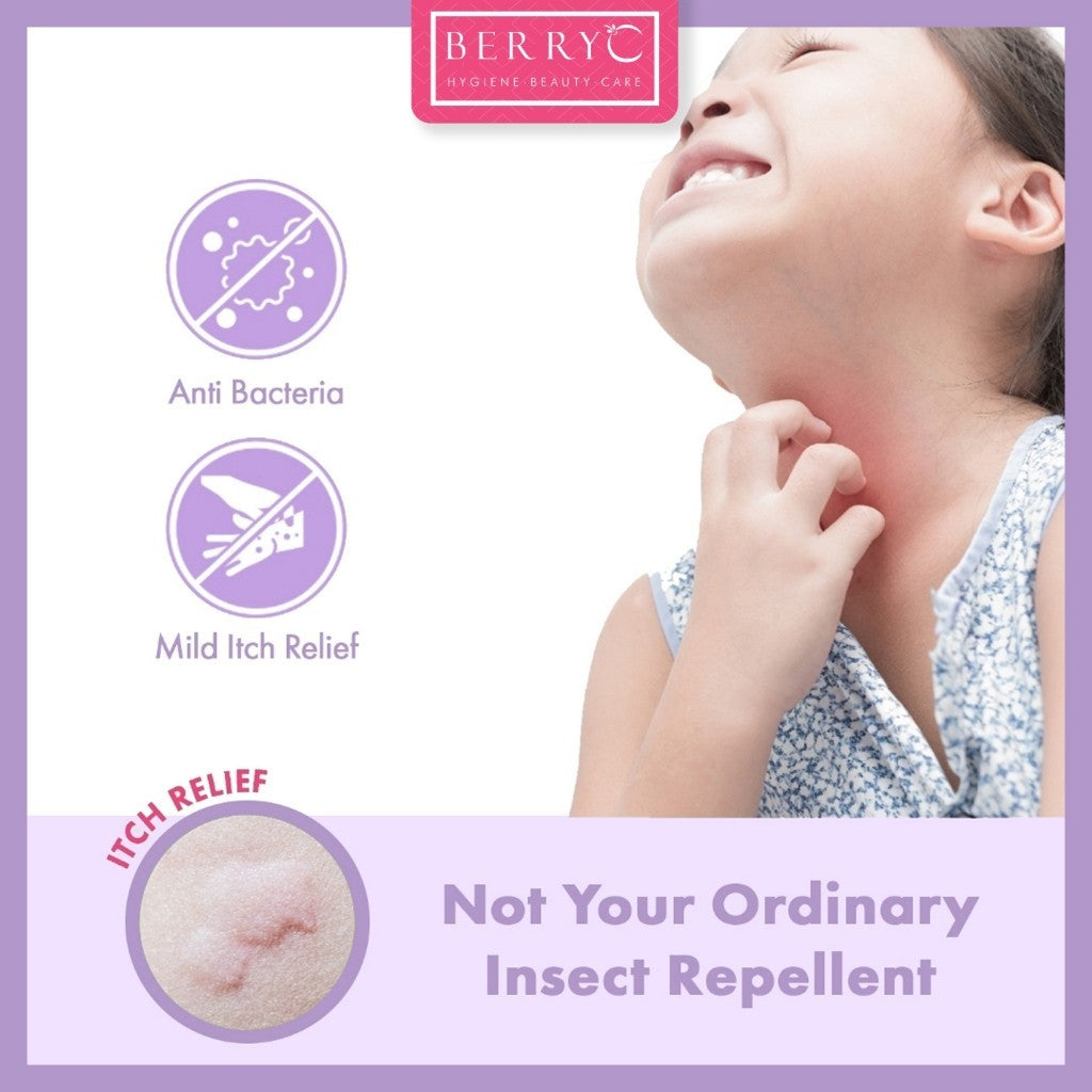 BerryC Buh Bye Bugs 200ml Mosquito Repellent Spray Anti Nyamuk Natural Antibacterial Ampuh Aman Untuk Anak dan Dewasa Kemenkes No DEET Hypoallergen Alergi sensitive skin kulit sensitif dengue dbd kutu tungau serangga natural organik impor lembut malaysia