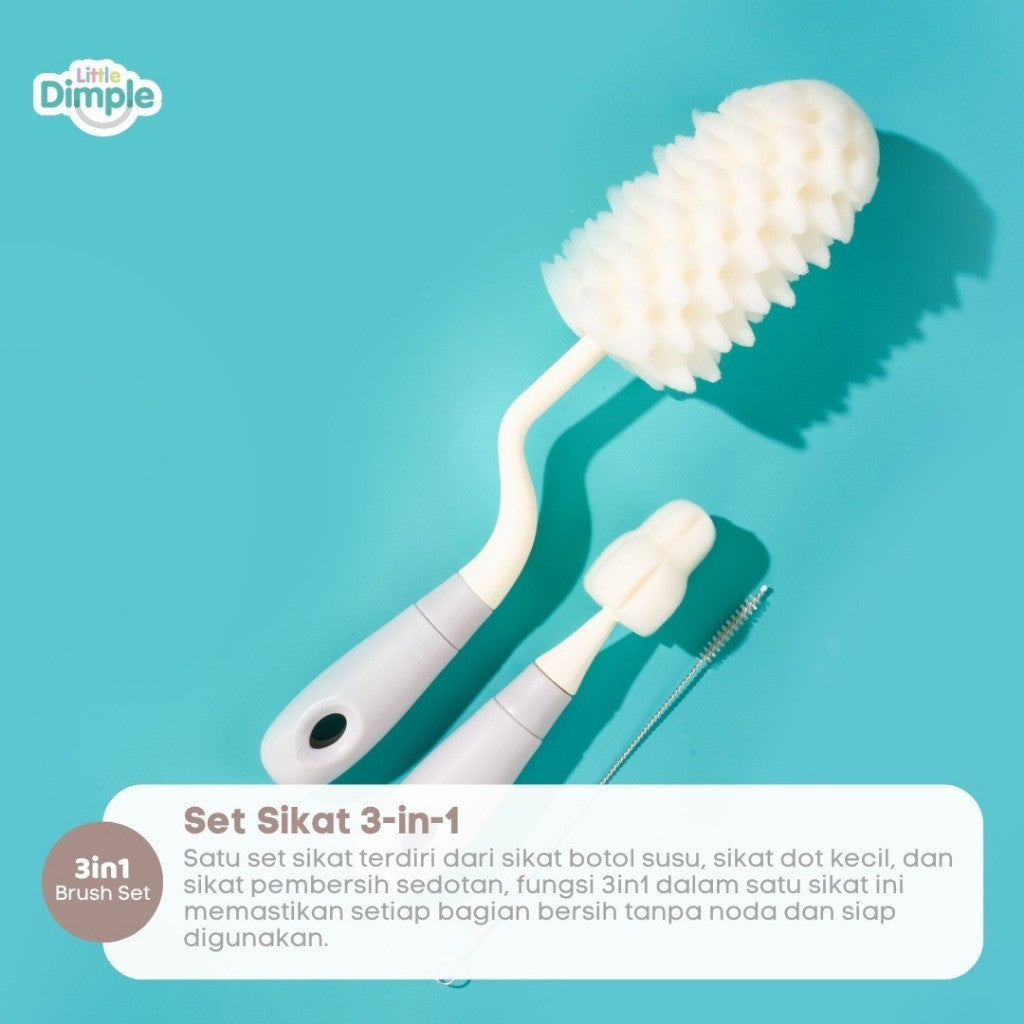 Little Dimple 3in1 Premium Sponge Bottle Brush Sikat Cuci Botol