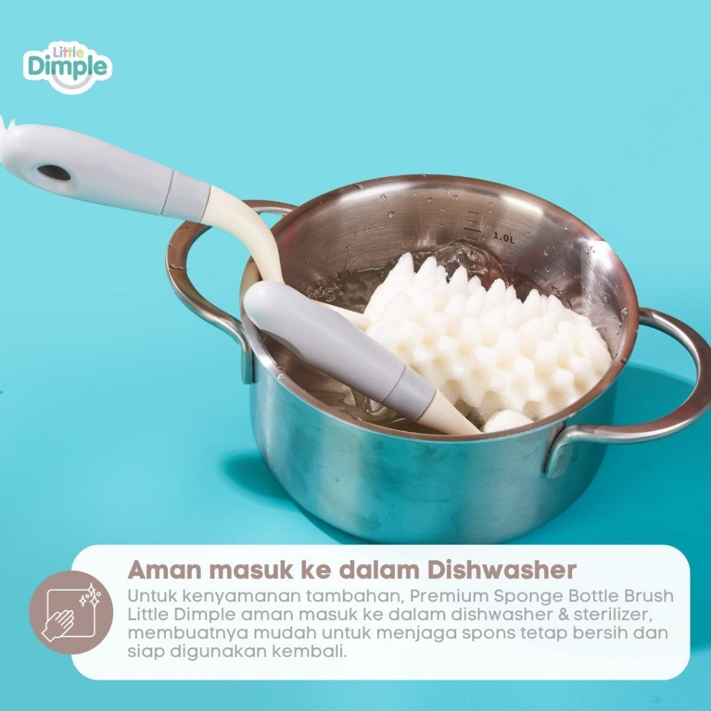 Little Dimple 3in1 Premium Sponge Bottle Brush Sikat Cuci Botol