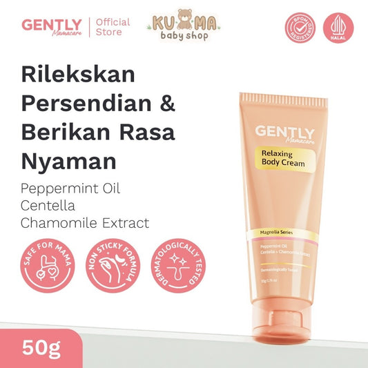 GENTLY Mamacare Relaxing Body Cream | Arnica Oil + Peppermint Oil + Centella Extract | Skincare Ibu Hamil dan Menyusui Terdaftar BPOM | Cream yang Memberikan Rasa Nyaman Tubuh dan Melancarkan Sirkulasi Darah