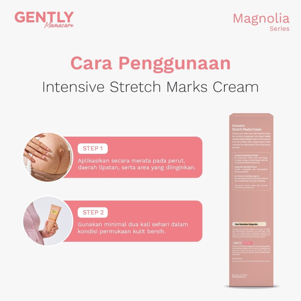 GENTLY Mamacare Intensive Stretch Marks Cream | Complex Hydrating Formula  5X Natural Soothing Agent | Skincare Ibu Hamil dan Menyusui Terdaftar BPOM | Cream untuk Menyamarkan Peregangan Kulit dan Membantu Melembapkan