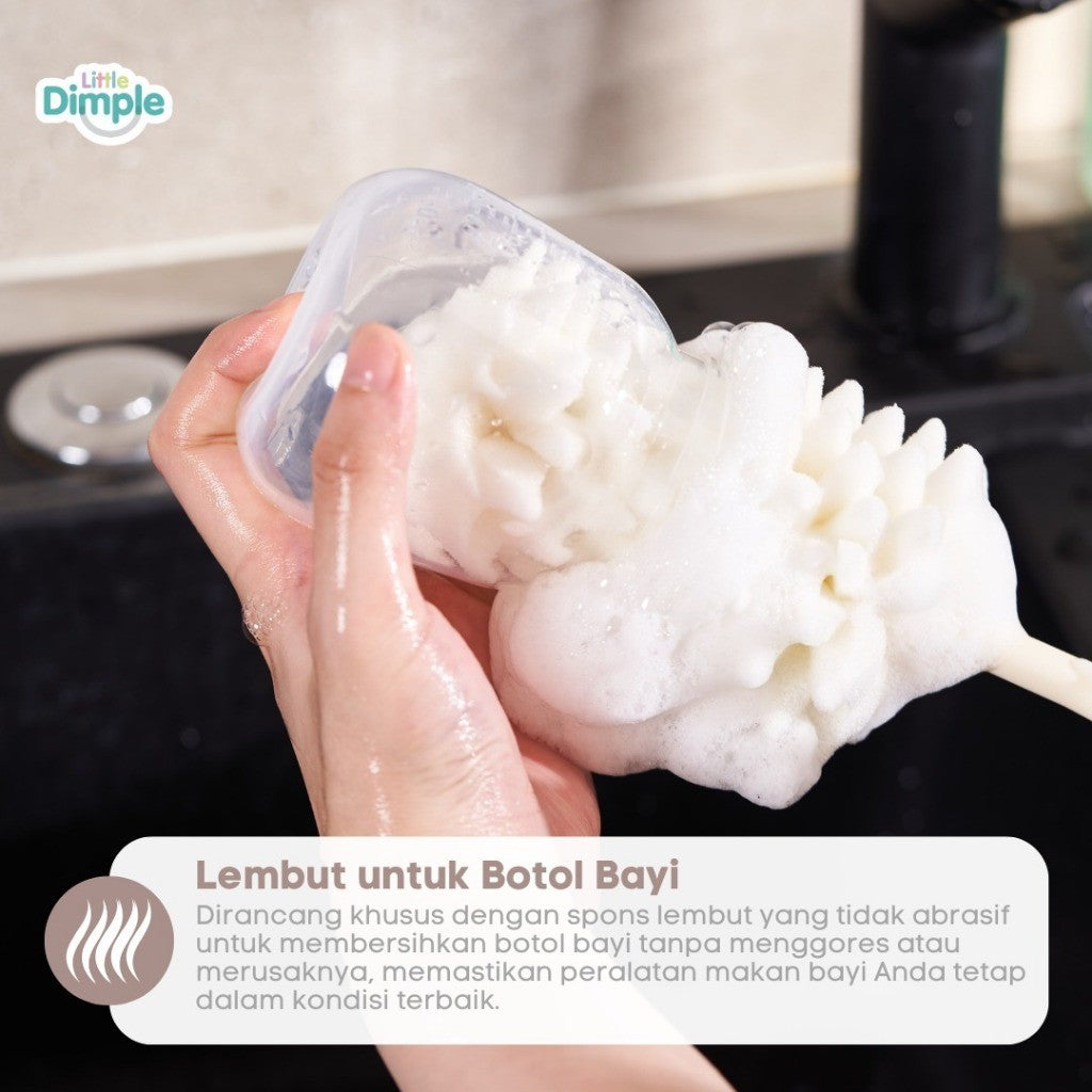 Little Dimple 3in1 Premium Sponge Bottle Brush Sikat Cuci Botol
