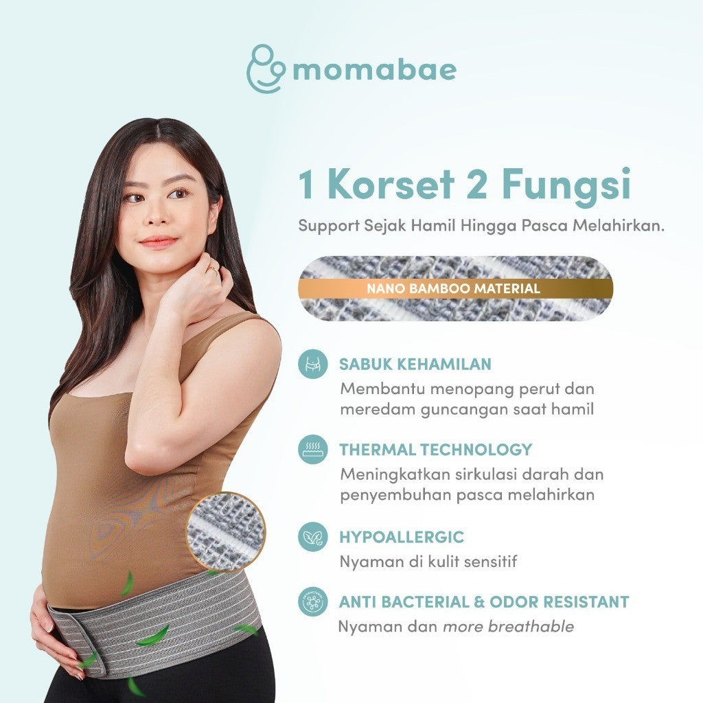 Momabae - Corset 2 In 1 BAMBOU | Bamboo | Sabuk Hamil | Korset Hamil | Korset Melahirkan | Korset Cesar