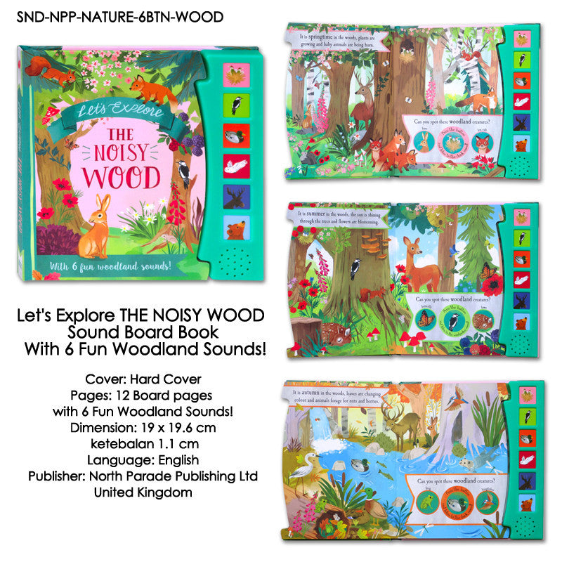 [NPP] Let's Explore THE NOISY GARDEN / JUNGLE / OCEAN / WOOD Sound Board Book With 6 Fun Sounds!