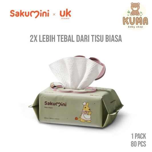 Sakumini Tisu Basah Bayi Wet Tissue Baby Wipes Hand Mouth Facial Tisu Wajah Lembut 80pcs
