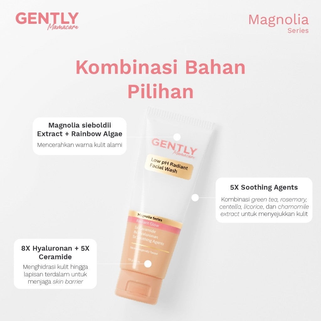 GENTLY Mamacare Low pH Radiant Facial Wash | Rainbow Algae + 11x Hyaluronan + 5x Ceramide + 5x Soothing Agents | Skincare Ibu Hamil dan Menyusui Terdaftar BPOM | Sabun Cuci Muka Gentle yang Mampu Menghidrasi dan Menyejukkan Kulit