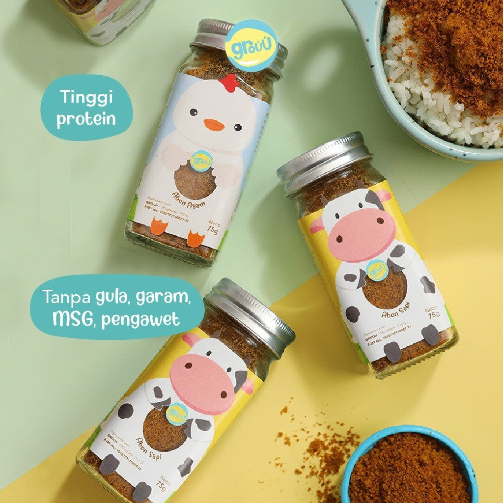 Grouu - Abon Mpasi & Anak (Abon Ayam, Abon Sapi) - BB Booster - NO MSG