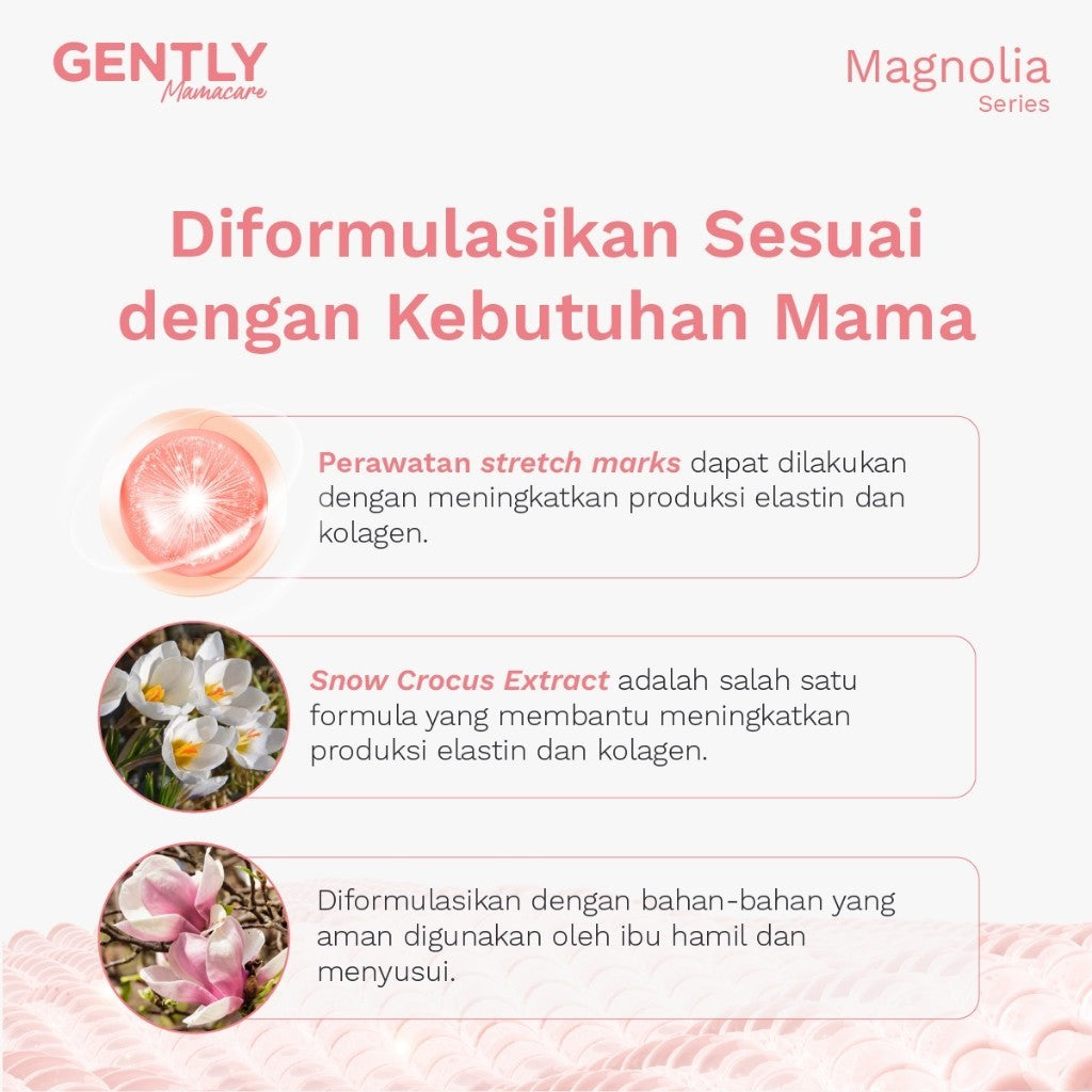 GENTLY Mamacare Advanced Stretch Marks Oil Serum | Arnica Oil + 5x Ceramide + Magnolia Extract + 3% Niacinamide Snow Crocus Extract + Vegan Collagen | Skincare Ibu Hamil dan Menyusui Terdaftar BPOM | Oil Serum untuk Menyamarkan Peregangan Kulit