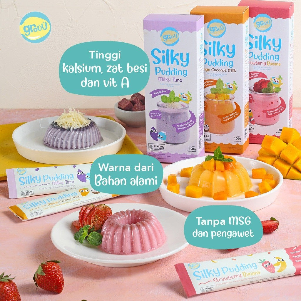 Grouu Silky Pudding / Bubuk Pudding Lembut Bayi MPASI 100gr / Snack MPASI / Cemilan Bayi
