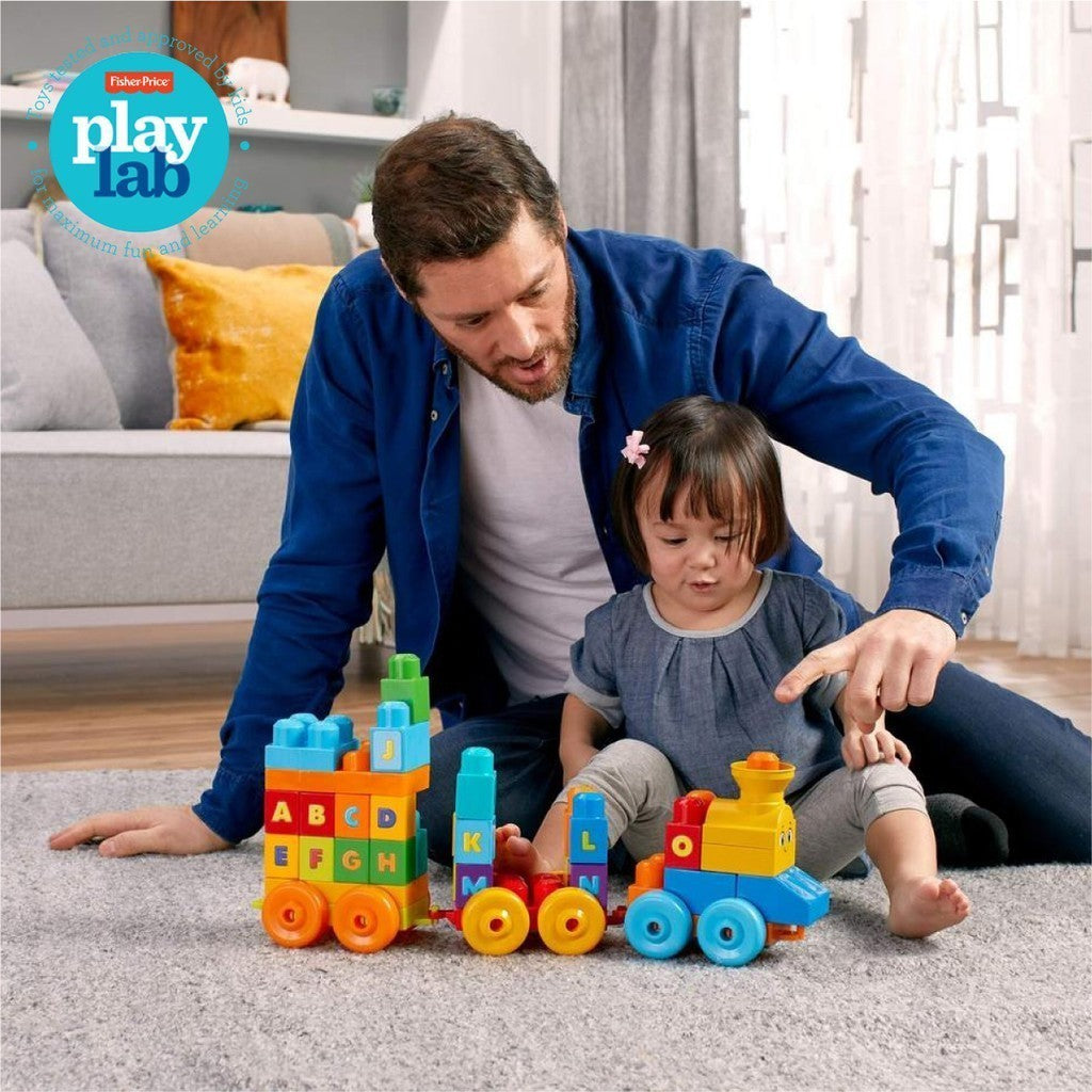 FWK22 Mega Bloks ABC Musical Train Building Set (50 pieces) - Mainan Balok Susun Edukasi Anak