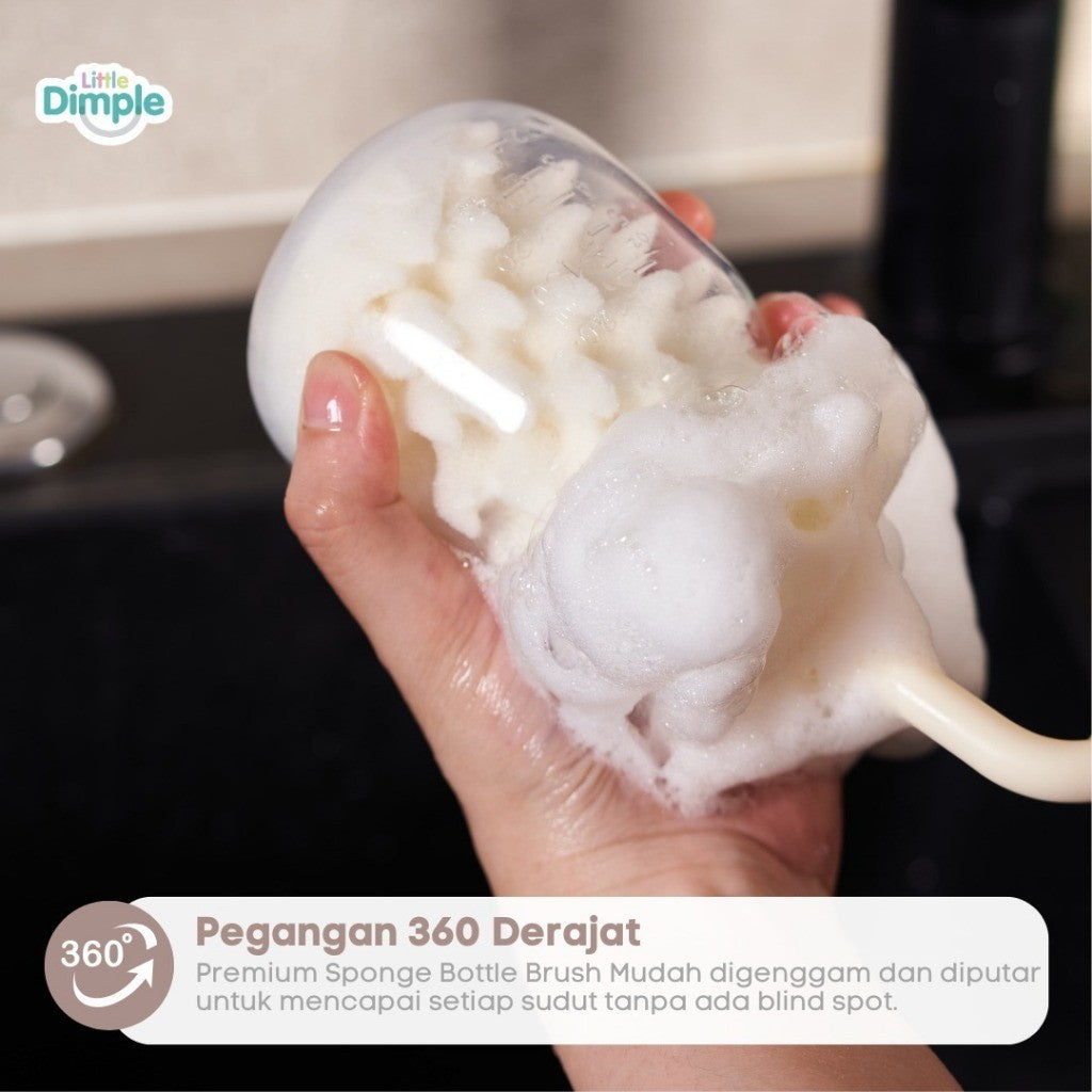 Little Dimple 3in1 Premium Sponge Bottle Brush Sikat Cuci Botol
