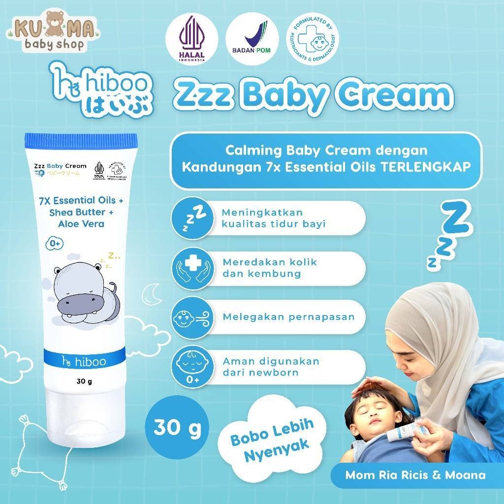 hiboo Zzz Deep Sleep Baby Cream 30 gr 7X Essential Tidur & Kolik – Calming Baby Cream Skincare Anak Bayi Newborn Body Lotion Mama’s A77