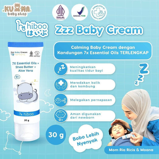 hiboo Zzz Deep Sleep Baby Cream 30 gr 7X Essential Tidur & Kolik – Calming Baby Cream Skincare Anak Bayi Newborn Body Lotion Mama’s A77