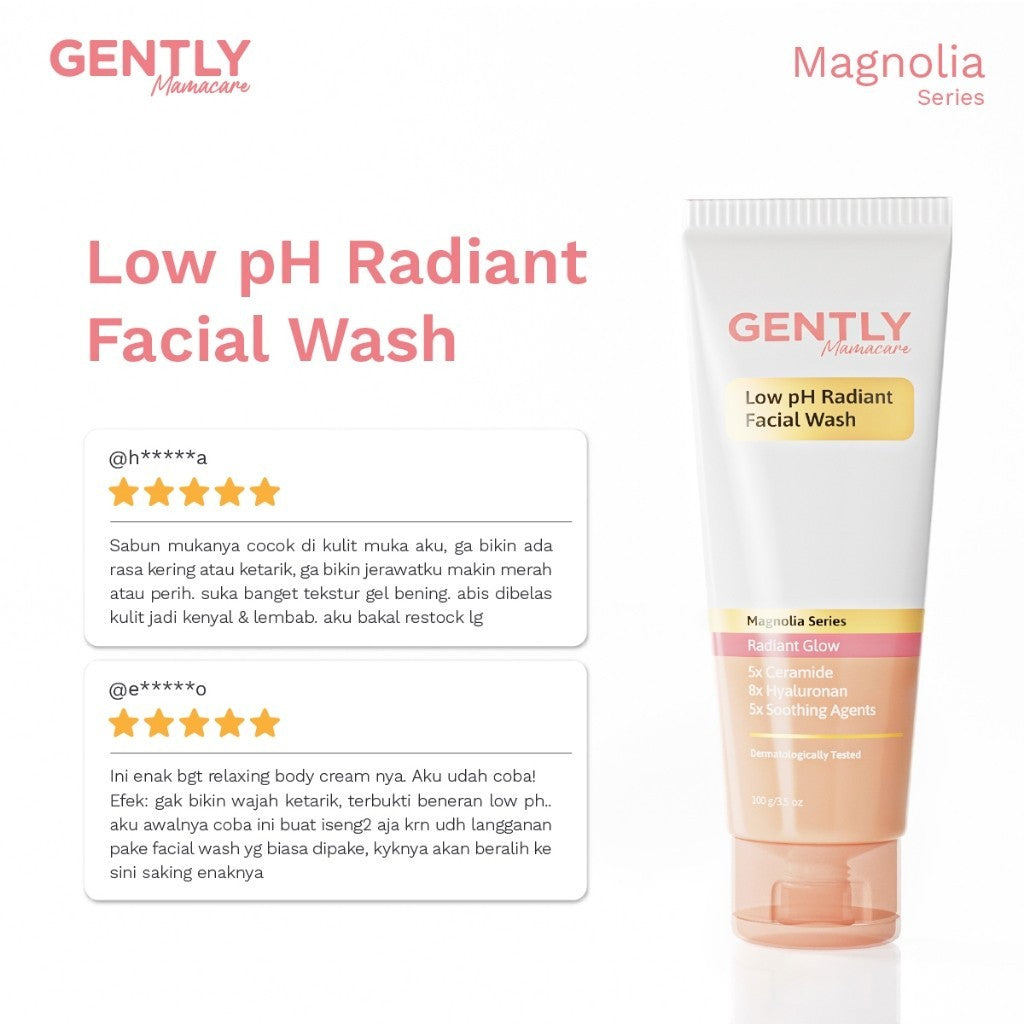 GENTLY Mamacare Low pH Radiant Facial Wash | Rainbow Algae + 11x Hyaluronan + 5x Ceramide + 5x Soothing Agents | Skincare Ibu Hamil dan Menyusui Terdaftar BPOM | Sabun Cuci Muka Gentle yang Mampu Menghidrasi dan Menyejukkan Kulit