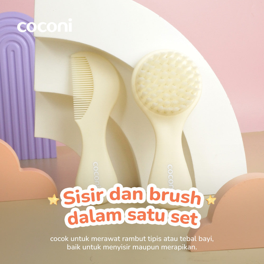 COCONI Baby Comb & Hair Brush | Sisir Sikat Rambut Bayi 2 Pcs