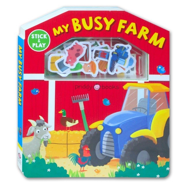 [Priddy Books] Stick & Play My Busy Barn / My Toolbox Sticker Board Book with reusable stickers (bisa copot-tempel)