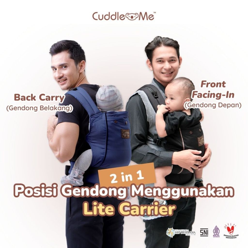 LITE CARRIER MOTIF Gendongan Bayi Depan Belakang SSC Praktis, Aman Nyaman SNI Cuddle Me