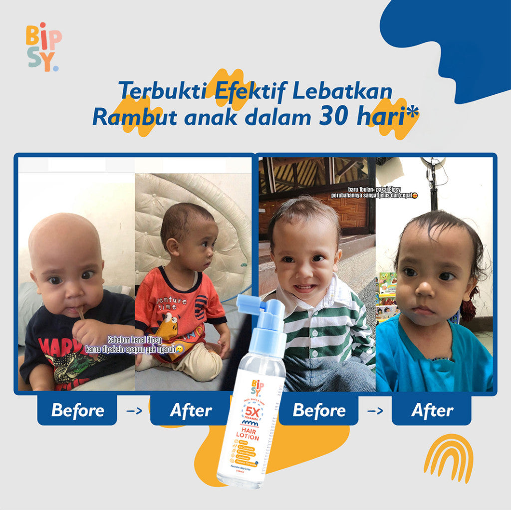BIPSY HAIR LOTION 5X CERAMIDE 100ml - Menutrisi Rambut Bayi - Penumbuh & Penebal Rambut Bayi