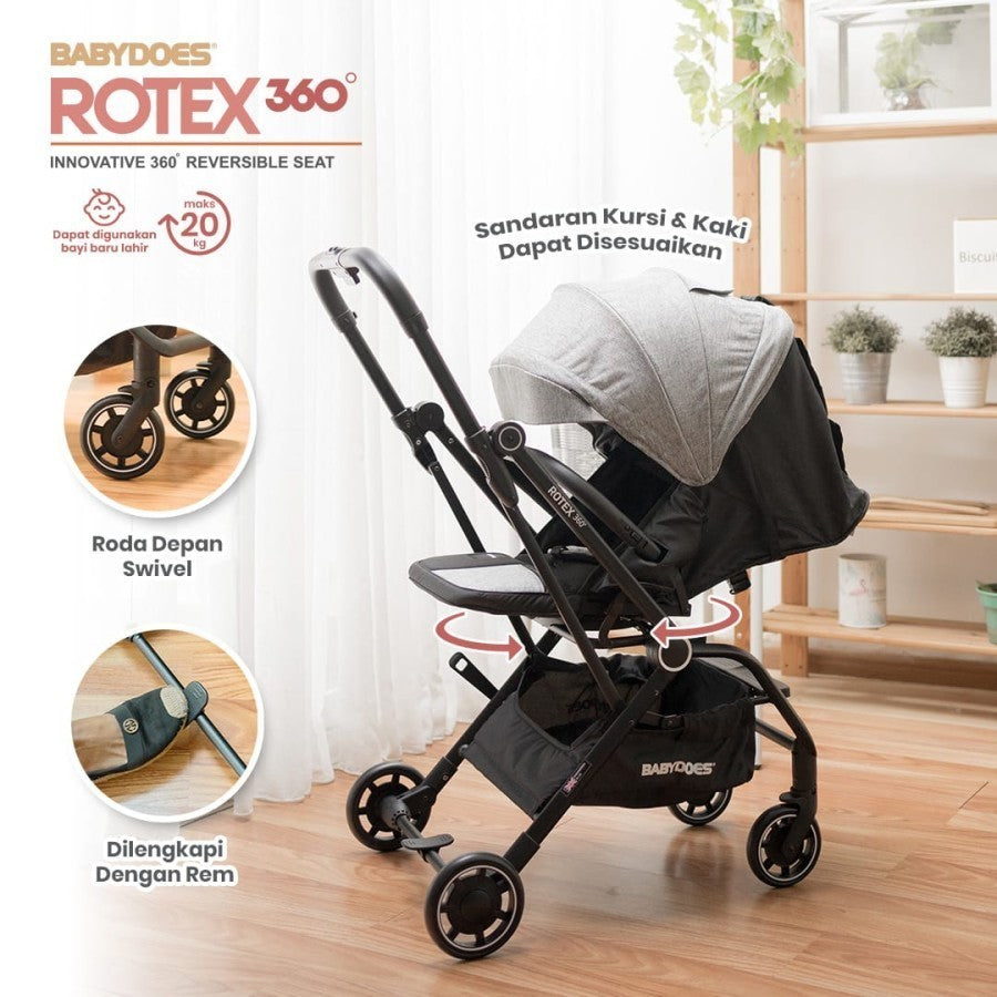 Stroller BabyDoes Rotex 360 / Kereta Dorong Bayi Reversible Seat / Stroller Dua Arah