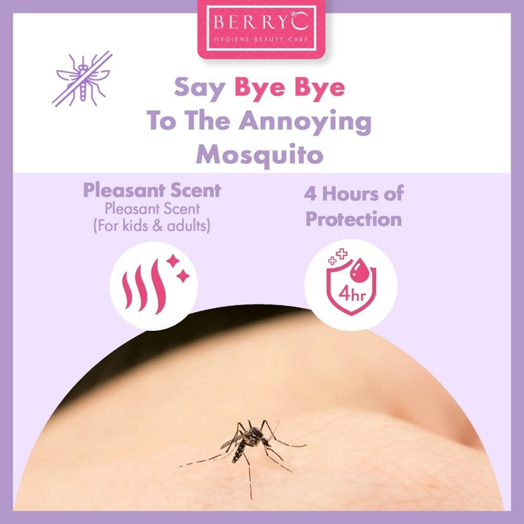 BerryC Buh Bye Bugs 200ml Mosquito Repellent Spray Anti Nyamuk Natural Antibacterial Ampuh Aman Untuk Anak dan Dewasa Kemenkes No DEET Hypoallergen Alergi sensitive skin kulit sensitif dengue dbd kutu tungau serangga natural organik impor lembut malaysia