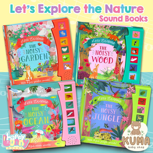 [NPP] Let's Explore THE NOISY GARDEN / JUNGLE / OCEAN / WOOD Sound Board Book With 6 Fun Sounds!