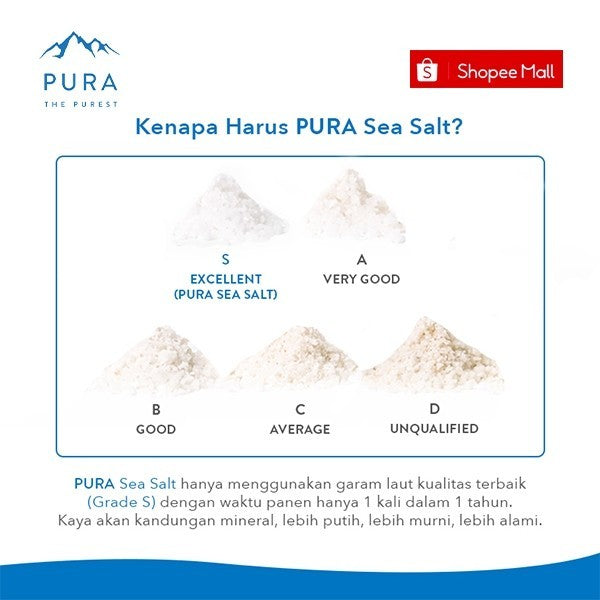 Pura Sea Salt Fine (300gr) - Garam Laut Halus - Garam Organik - Garam Natural - Garam Laut Murni - Garam Sehat - Garam Rendah Natrium - Garam Sehat