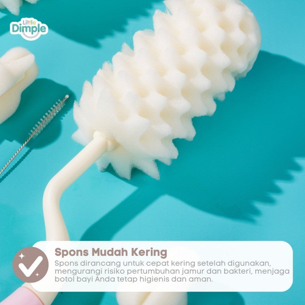 Little Dimple 3in1 Premium Sponge Bottle Brush Sikat Cuci Botol