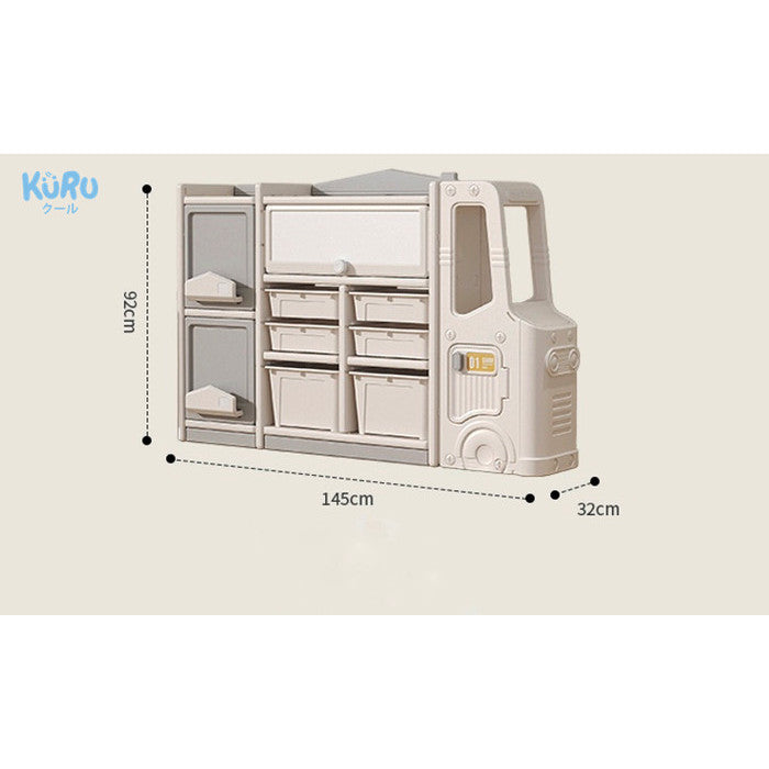 Kuru F05 Bus Design Kids Toy Storage Organizer Plastic Cabinet | Rak Lemari Mainan Anak Multifungsi