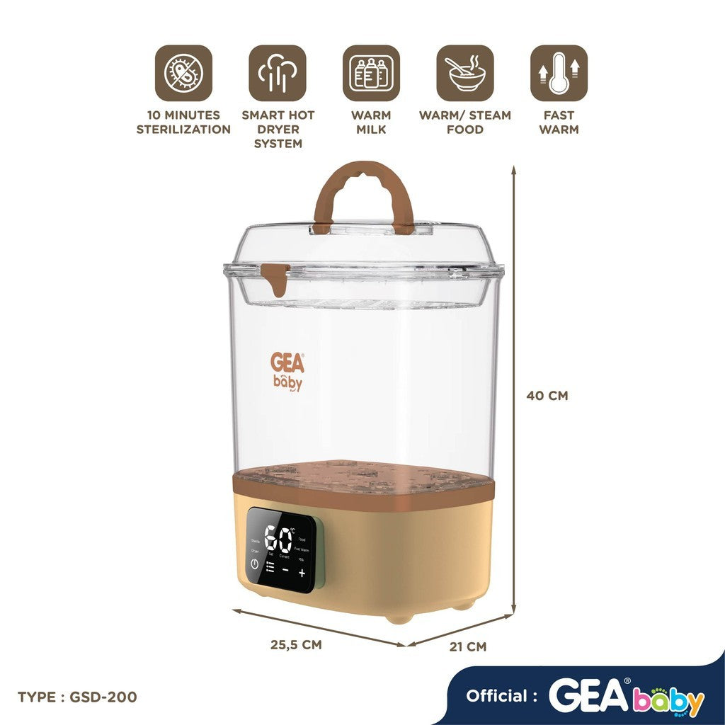 GEA Baby Multifunction Warmer Sterilizer Dryer GSD-200 Penghangat Susu & Makanan Steril Botol Bayi Pengering Botol Susu Warmer Steam Dryer Baby Bottle