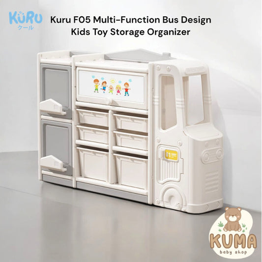 Kuru F05 Bus Design Kids Toy Storage Organizer Plastic Cabinet | Rak Lemari Mainan Anak Multifungsi