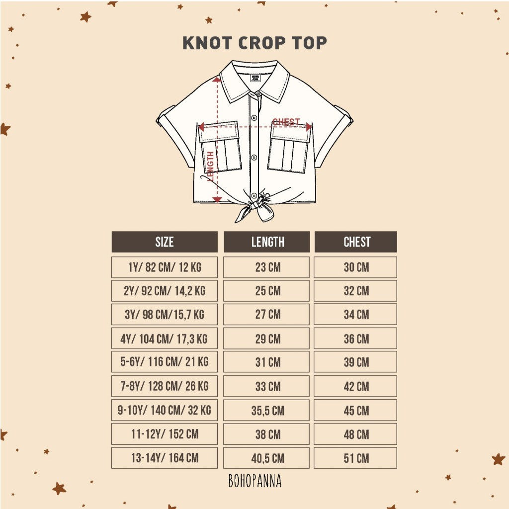 BOHOPANNA - KNOT CROP TOP - Atasan Anak Perempuan BP2426