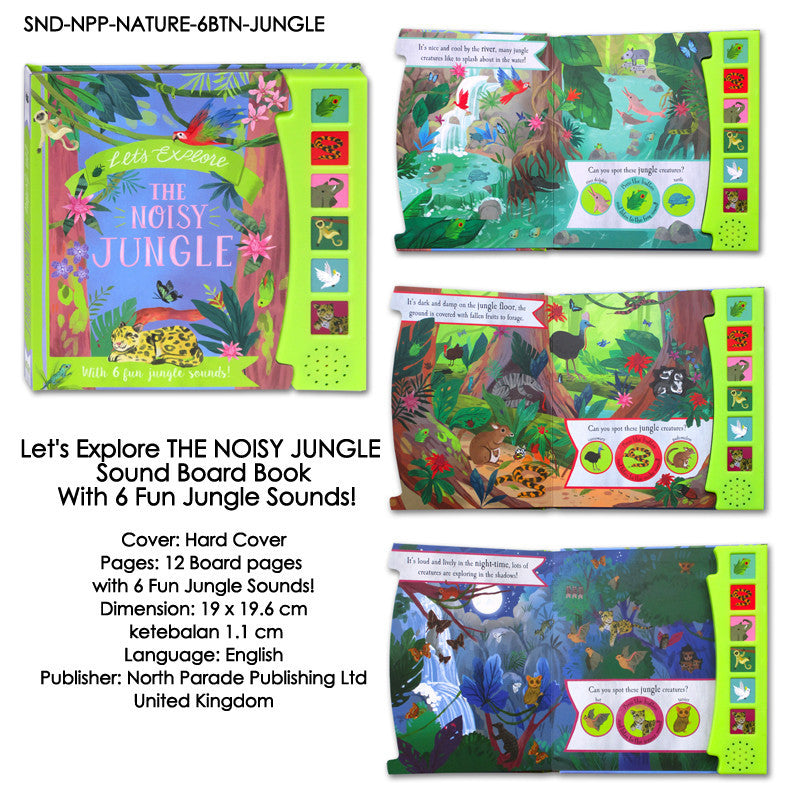 [NPP] Let's Explore THE NOISY GARDEN / JUNGLE / OCEAN / WOOD Sound Board Book With 6 Fun Sounds!