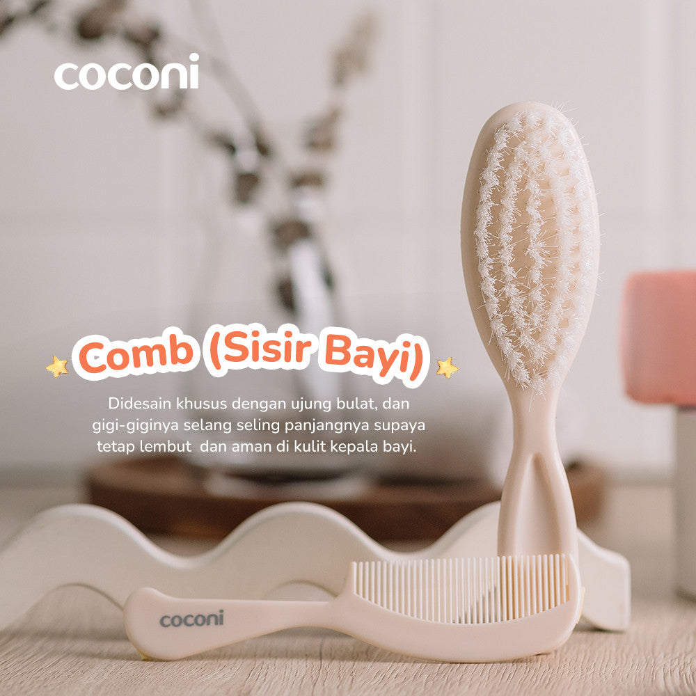 COCONI Baby Comb & Hair Brush | Sisir Sikat Rambut Bayi 2 Pcs