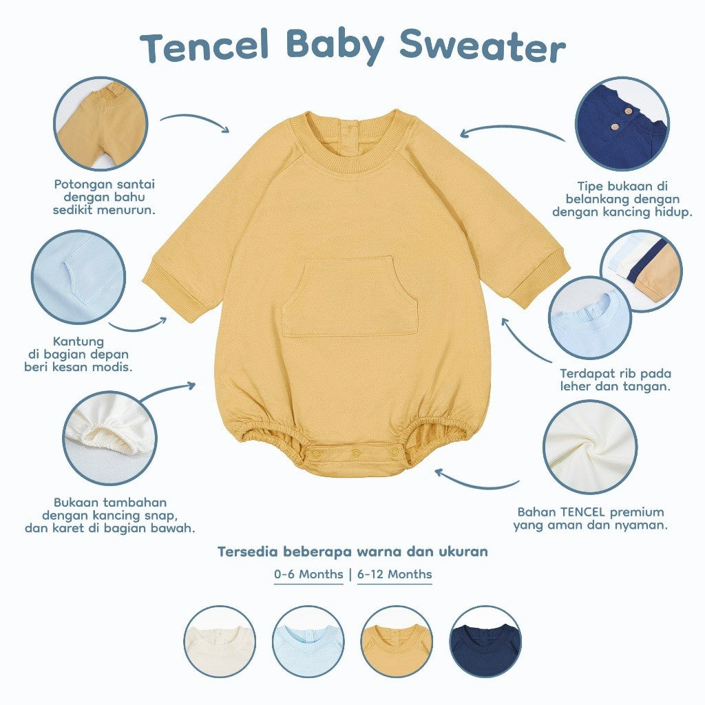 Nice Kids - Tencel Baby Sweater Premium Bodysuit Jumper Bayi Unisex (0-12 Bulan)