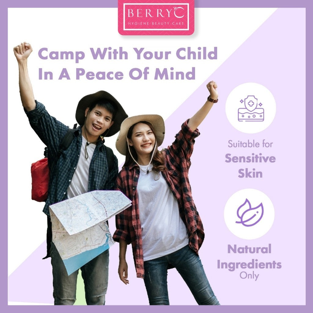 BerryC Buh Bye Bugs 200ml Mosquito Repellent Spray Anti Nyamuk Natural Antibacterial Ampuh Aman Untuk Anak dan Dewasa Kemenkes No DEET Hypoallergen Alergi sensitive skin kulit sensitif dengue dbd kutu tungau serangga natural organik impor lembut malaysia