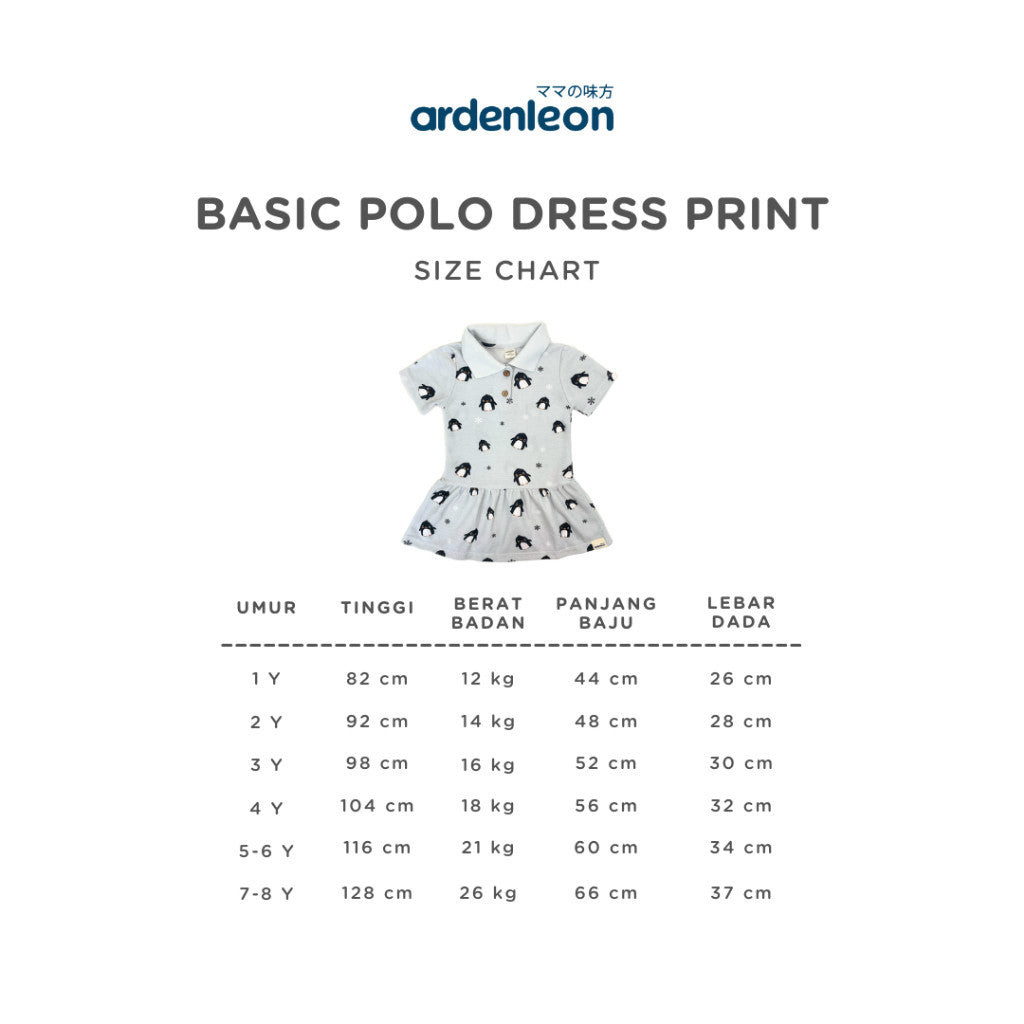 Ardenleon Dress Anak Perempuan Basic Polo Dress Print