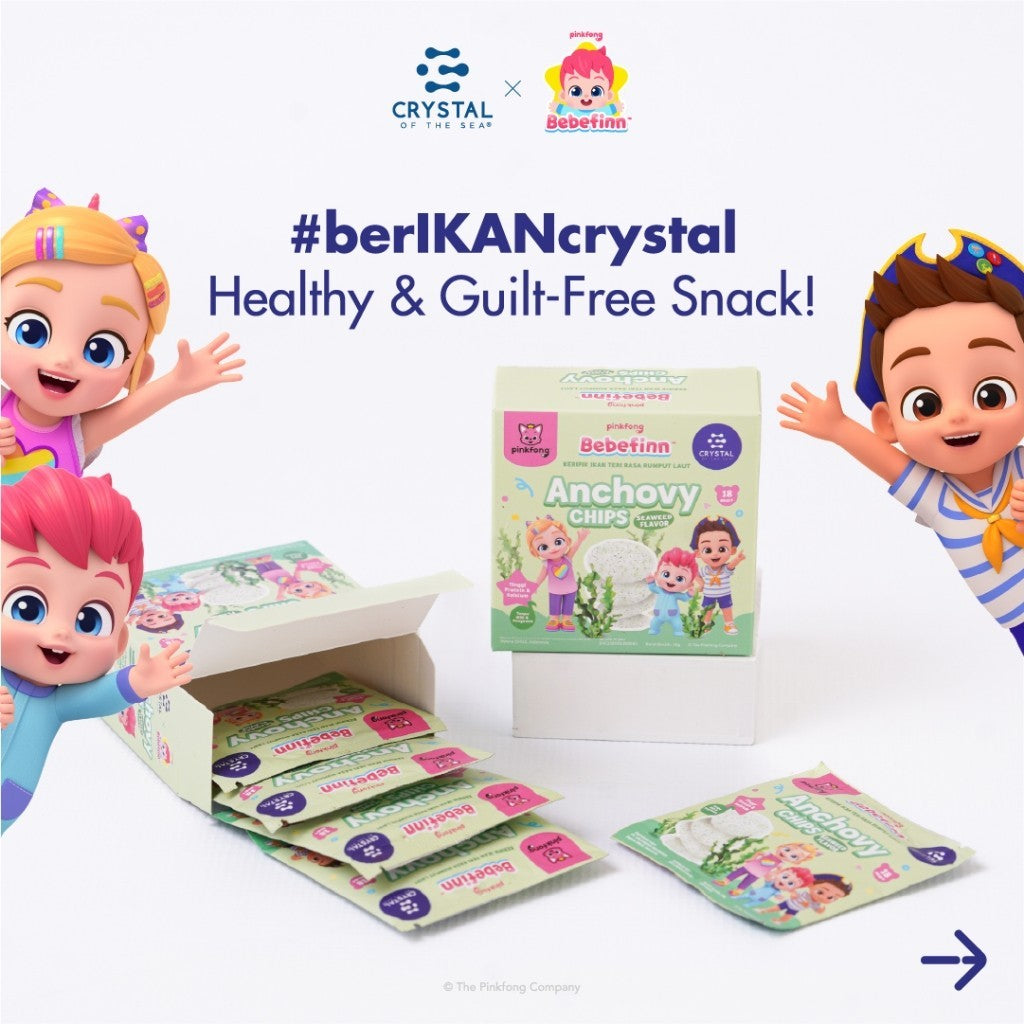 Crystal of the Sea | Pinkfong Bebefinn Anchovy Chips Seaweed / Keripik Ikan Teri Rasa Seaweed / Kerupuk untuk MPASI / Kerupuk Anak Non MSG / Krupuk Kalsium Tinggi / Camilan Sehat Tanpa Tepung Gluten Free / Jajanan Cemilan Bayi / Finger Food Bergizi
