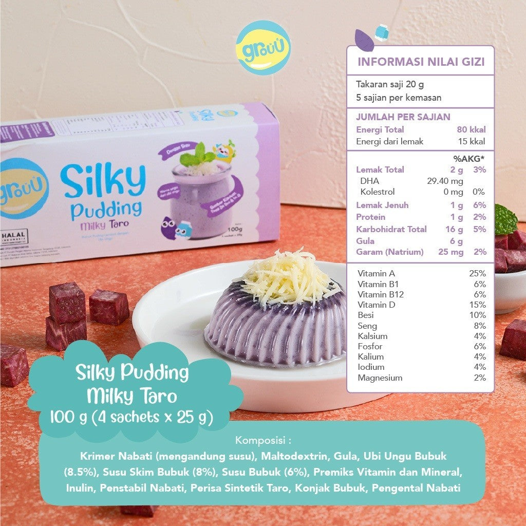 Grouu Silky Pudding / Bubuk Pudding Lembut Bayi MPASI 100gr / Snack MPASI / Cemilan Bayi
