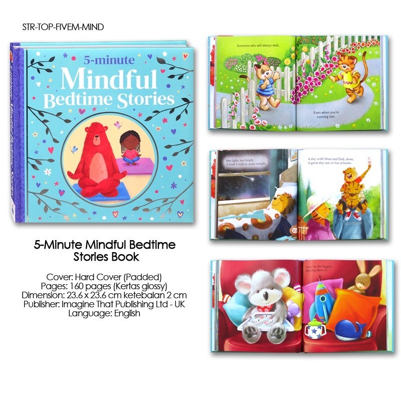 [Imagine That] 5-Minute Mindfull / Dinosaur / Sweet Dreams Stories Book (6 stories) with shiny foil on front cover - tema cerita tentang family, caring, and love