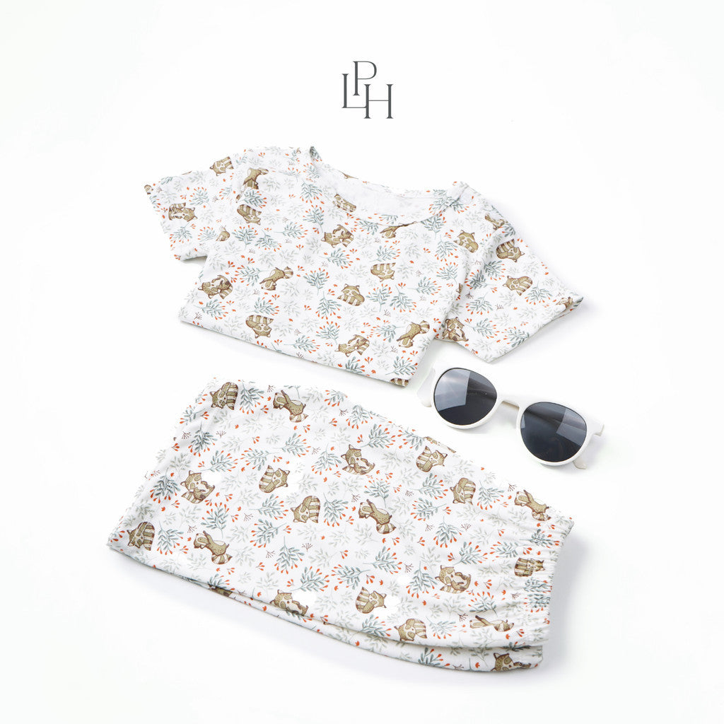 Little Palmerhaus - Little Wear Shoulder Button Short Set 27.0 (Setelan Anak Lengan Pendek)