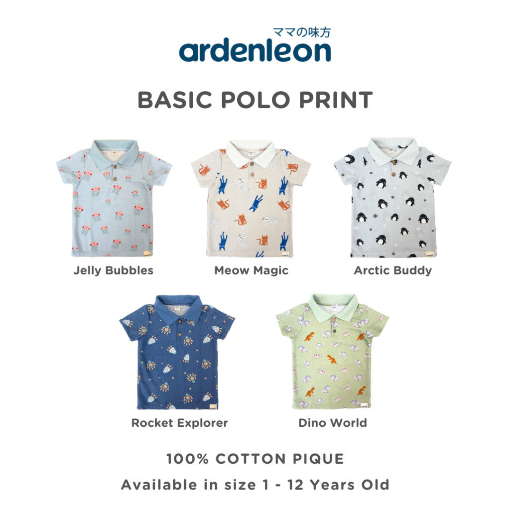 ARDENLEON Kemeja Polo Anak Basic Polo Shirt Print Unisex