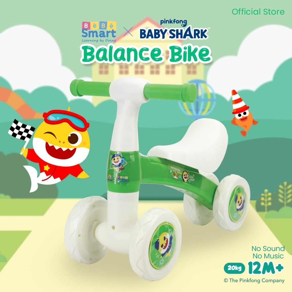 BEBE SMART Bebesmart Pink Fong Baby Shark Balance Bike / Sepeda Anak / Mainan Sepeda / Ride On